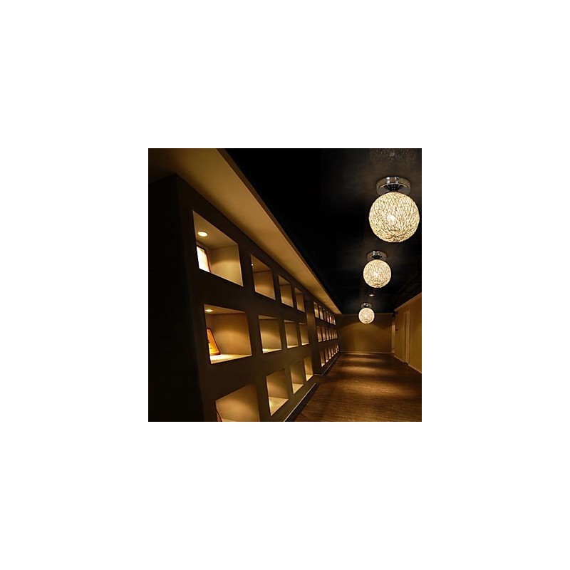 Modern Contemporary Lantern Globe Chrome Metal Flush Mount