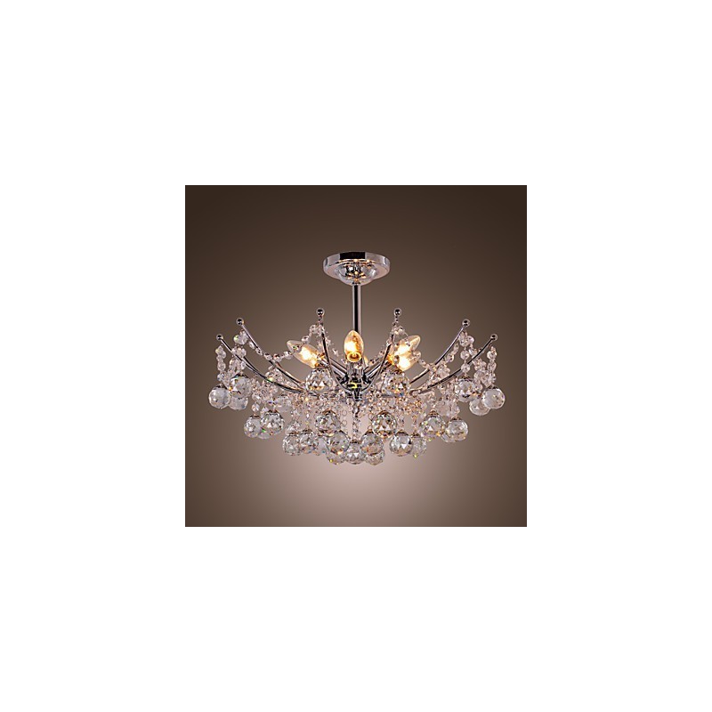 Luxuriant Crystal Chandelier with 6 Lights Pendant Chandelier
