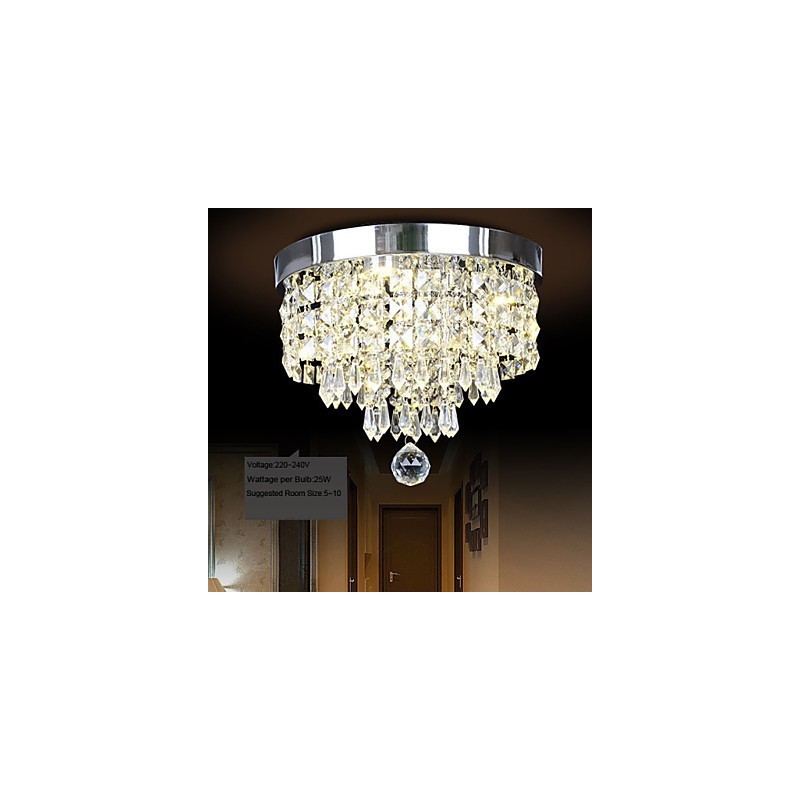 Modern Contemporary Crystal Metal Flush Mount