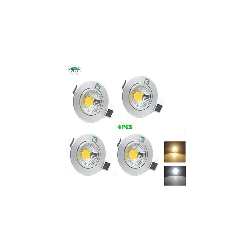 4PCS Zweihnder 3W 300Lm COB Ceiling Lamp Downlight Warm White Light
