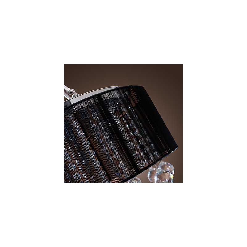 Modern Crystal Flush Mount with 5 Lights Black Fabric Shade