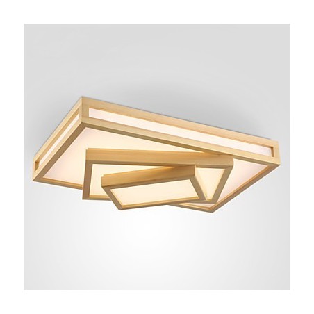 Modern Contemporary Mini Style Painting Wood Bamboo Flush Mount