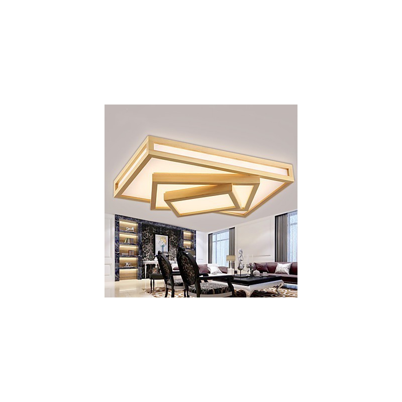 Modern Contemporary Mini Style Painting Wood Bamboo Flush Mount