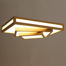 Modern Contemporary Mini Style Painting Wood Bamboo Flush Mount