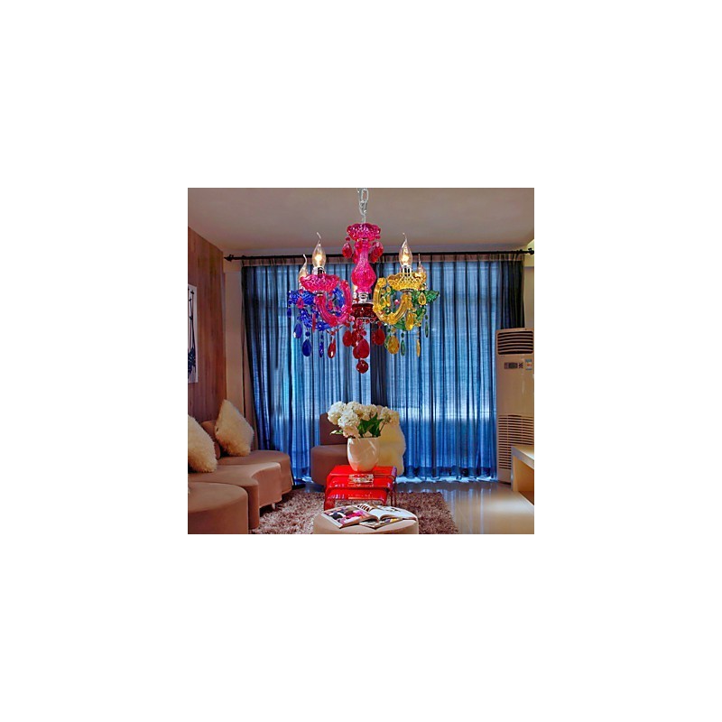 Traditional Classic Crystal Chrome Acrylic Chandelier