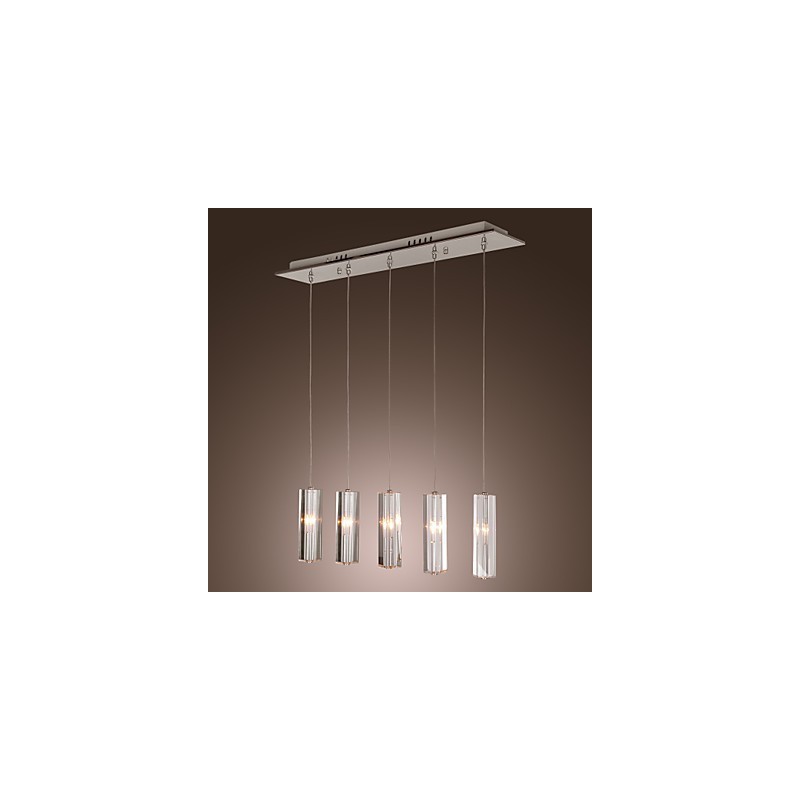 Modern Contemporary Island Crystal Chrome Metal Pendant Light