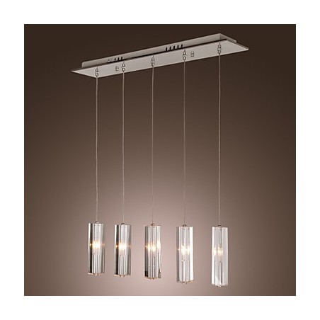 Modern Contemporary Island Crystal Chrome Metal Pendant Light
