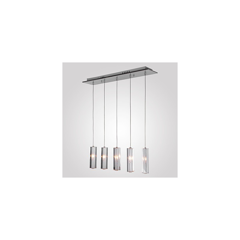Modern Contemporary Island Crystal Chrome Metal Pendant Light
