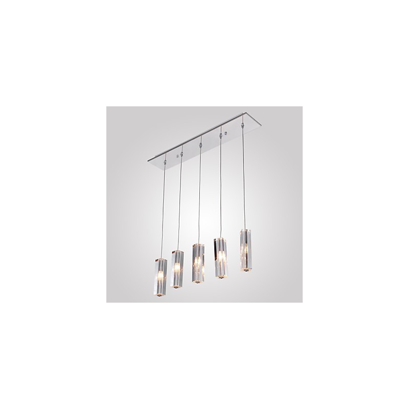 Modern Contemporary Island Crystal Chrome Metal Pendant Light