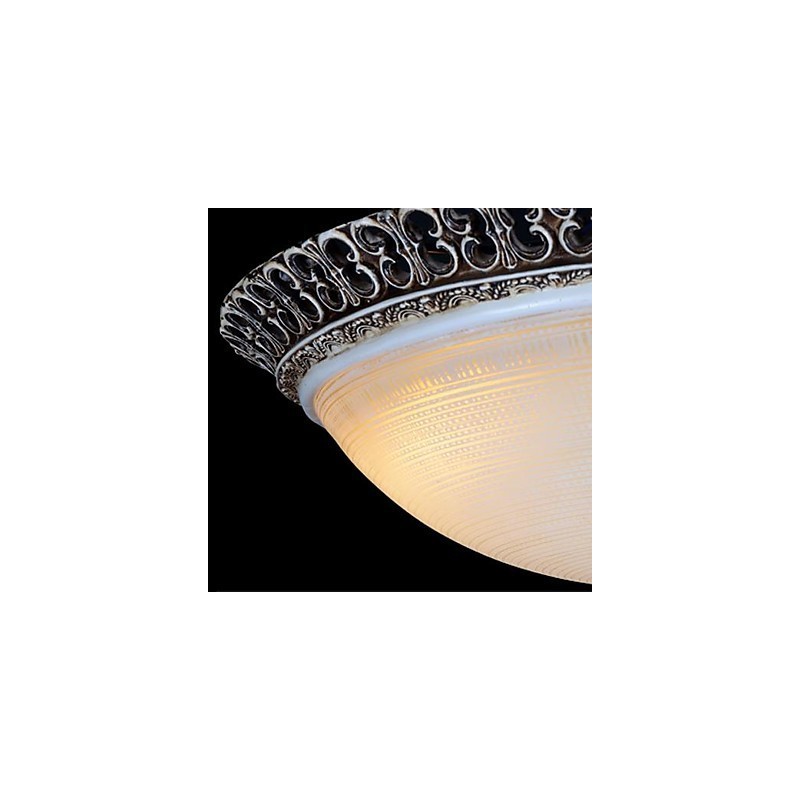 Dark Brown Flush Mount Light Glass Resin Pattern Carving European Classic