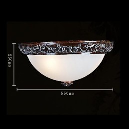 Flush Mount Light Glass Resin Silver Carving European Classic