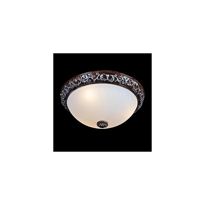 Flush Mount Light Glass Resin Silver Carving European Classic