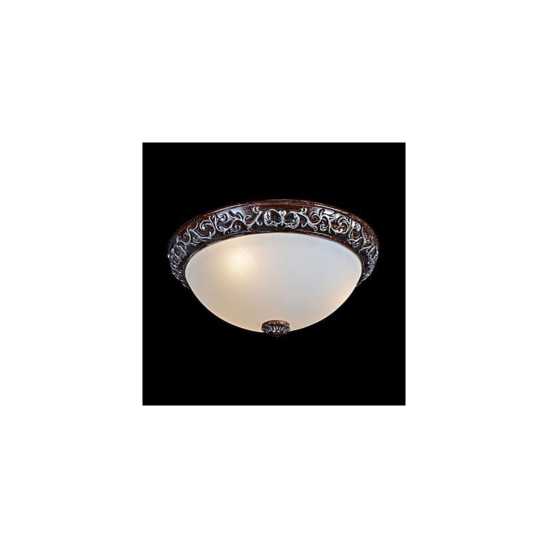 Flush Mount Light Glass Resin Silver Carving European Classic