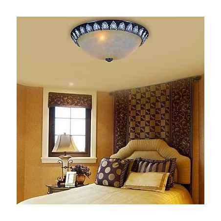 Flush Mount Light Pattern Glass Resin Silver Carving European Classic