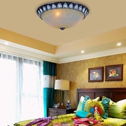 Flush Mount Light Pattern Glass Resin Silver Carving European Classic