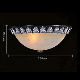 Flush Mount Light Pattern Glass Resin Silver Carving European Classic