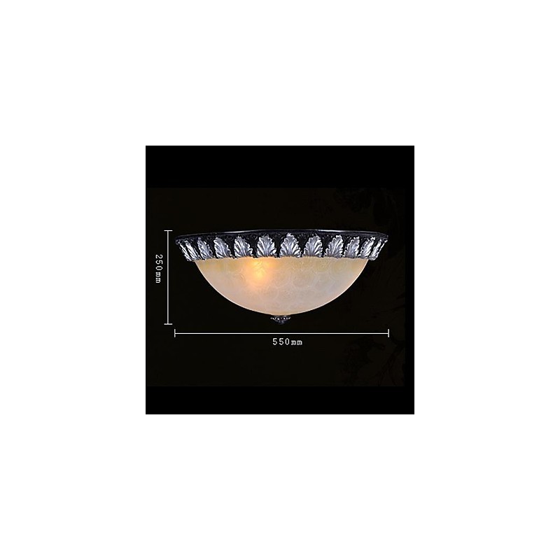 Flush Mount Light Pattern Glass Resin Silver Carving European Classic