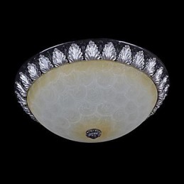 Flush Mount Light Pattern Glass Resin Silver Carving European Classic