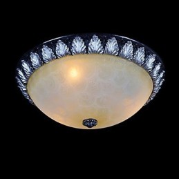 Flush Mount Light Pattern Glass Resin Silver Carving European Classic