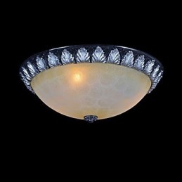 Flush Mount Light Pattern Glass Resin Silver Carving European Classic