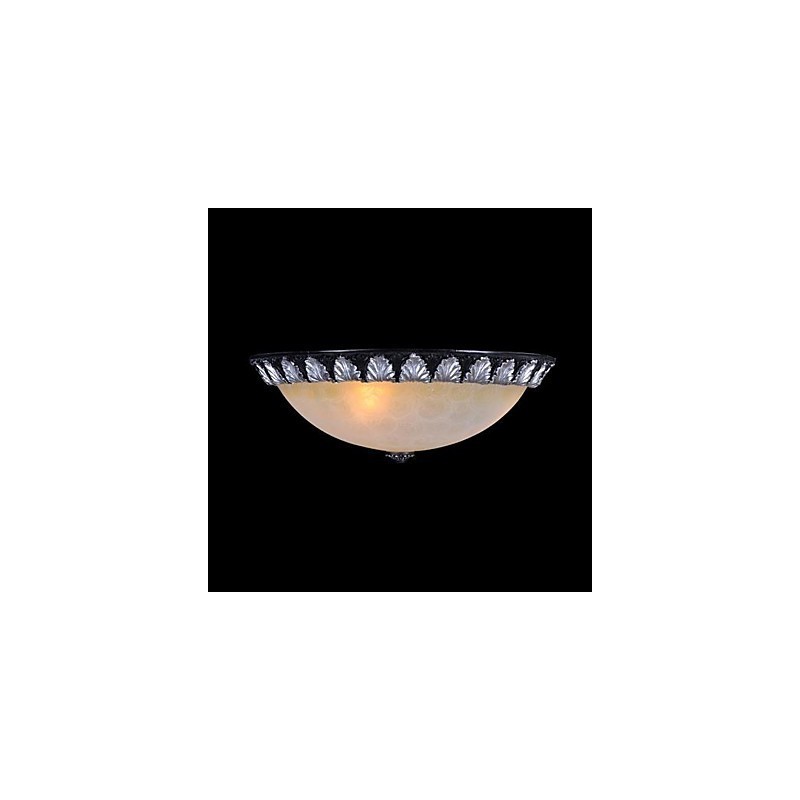 Flush Mount Light Pattern Glass Resin Silver Carving European Classic