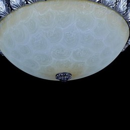 Flush Mount Light Pattern Glass Resin Silver Carving European Classic