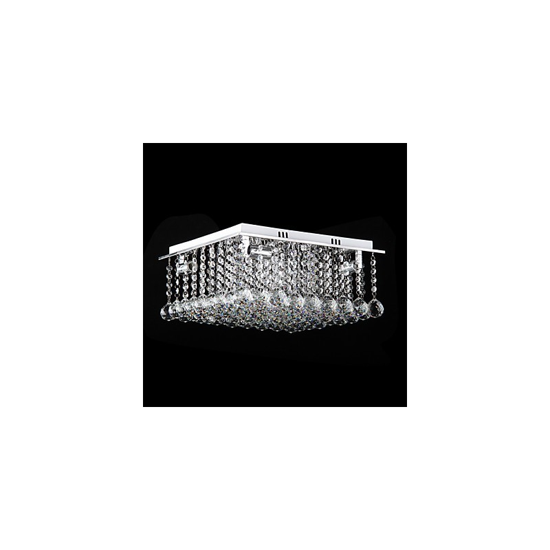 Modern Contemporary Crystal Electroplated Metal Flush Mount