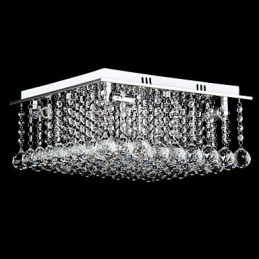 Modern Contemporary Crystal Electroplated Metal Flush Mount