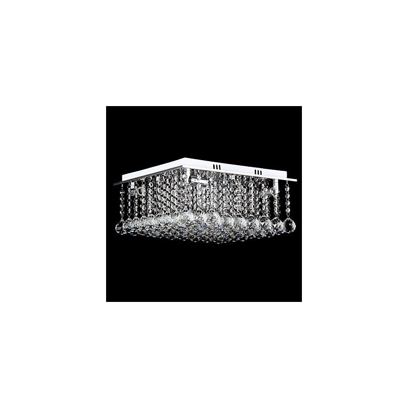 Modern Contemporary Crystal Electroplated Metal Flush Mount