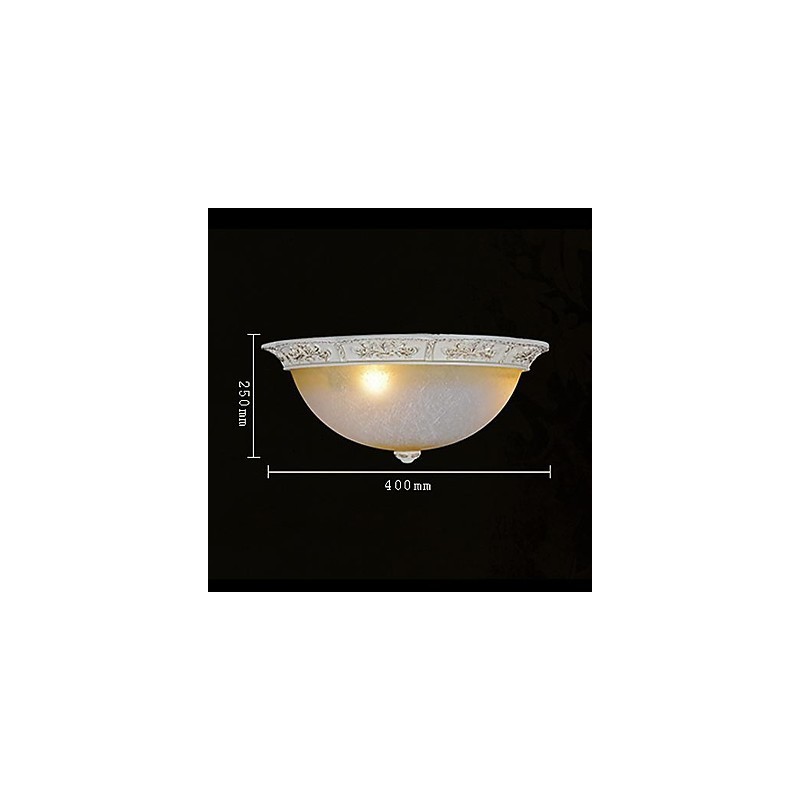 White Flush Mount Light Yellow White Glass Resin Pattern Carving European Classic