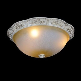 White Flush Mount Light Yellow White Glass Resin Pattern Carving European Classic