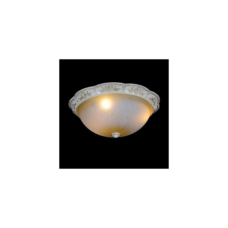 White Flush Mount Light Yellow White Glass Resin Pattern Carving European Classic