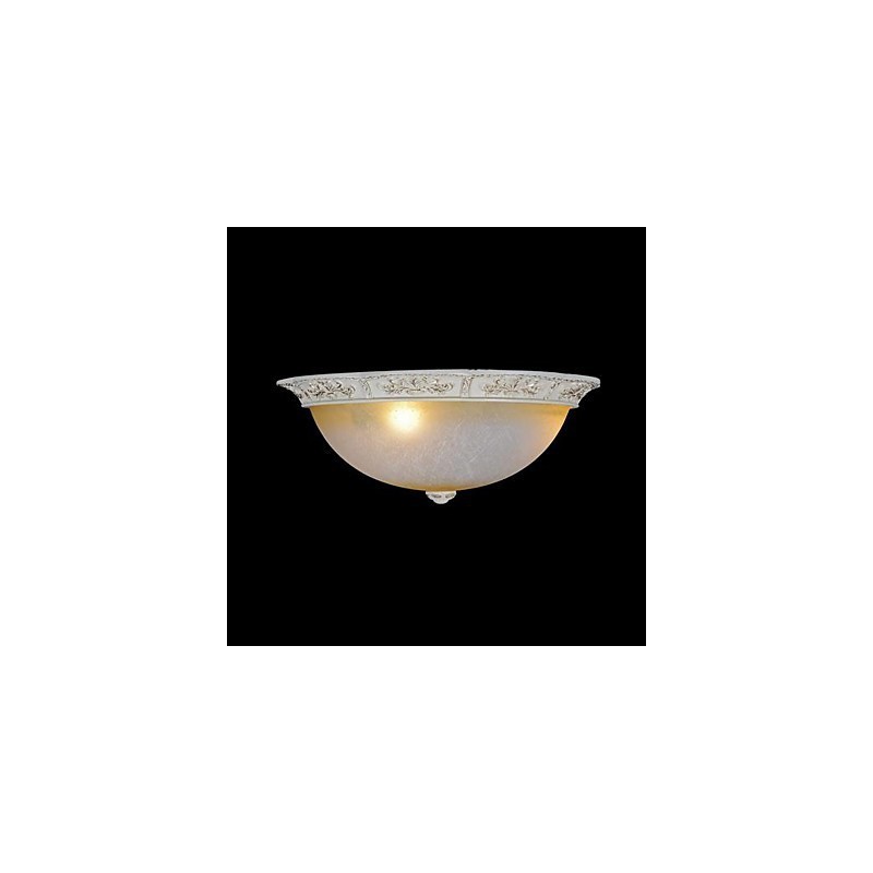 White Flush Mount Light Yellow White Glass Resin Pattern Carving European Classic