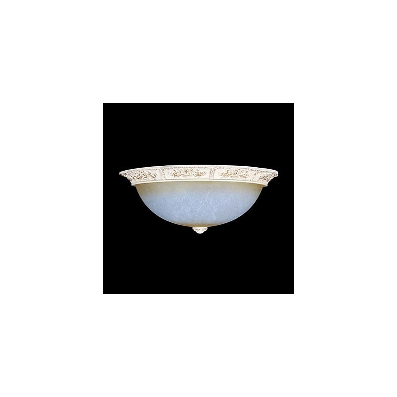 White Flush Mount Light Yellow White Glass Resin Pattern Carving European Classic