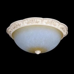 White Flush Mount Light Yellow White Glass Resin Pattern Carving European Classic