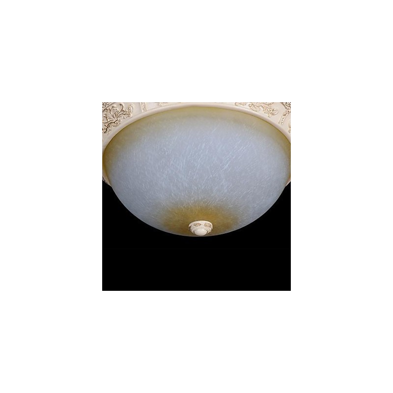 White Flush Mount Light Yellow White Glass Resin Pattern Carving European Classic