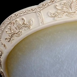 White Flush Mount Light Yellow White Glass Resin Pattern Carving European Classic
