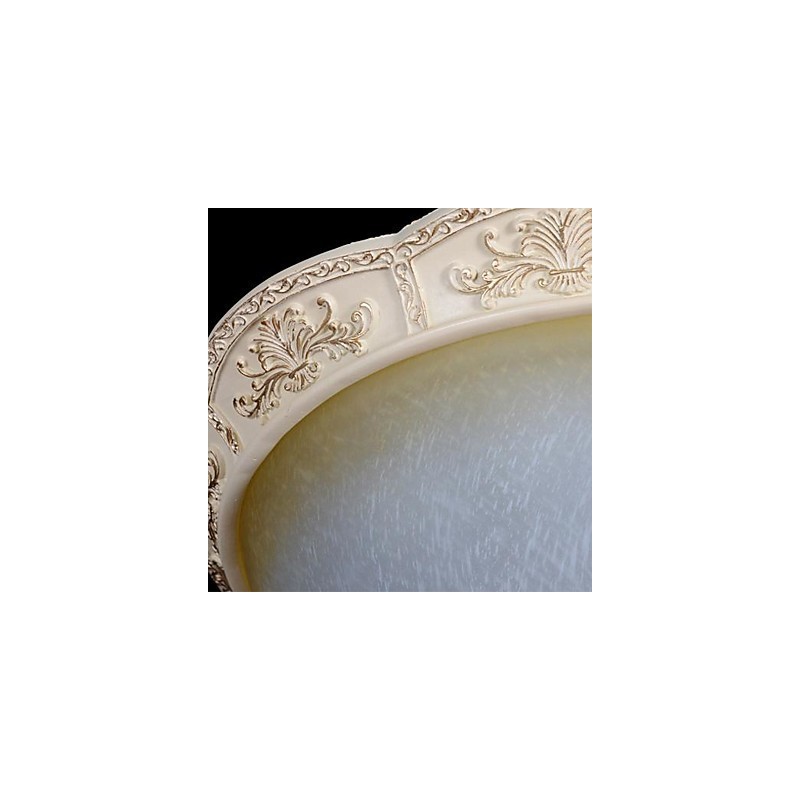 White Flush Mount Light Yellow White Glass Resin Pattern Carving European Classic