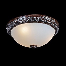 Flush Mount Light Glass Resin Silver Carving European Classic
