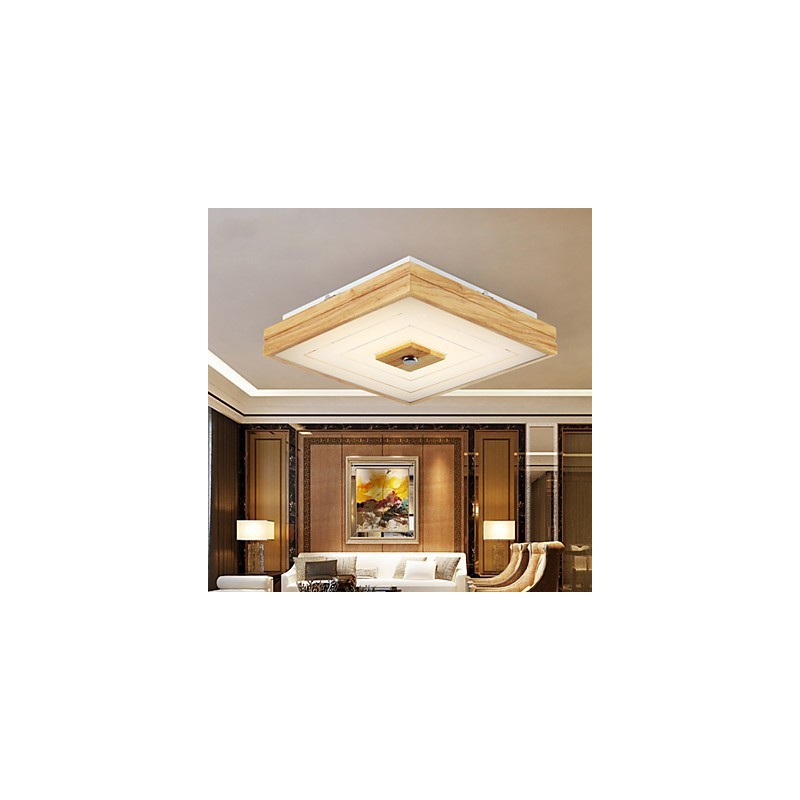 Modern Contemporary Mini Style Painting Wood Bamboo Flush Mount