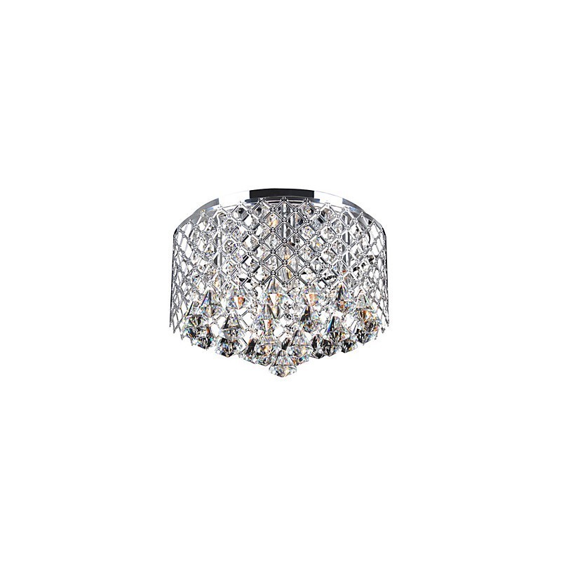 Contemporary Crystal Flush Mount with 4 Lights and Metal Drum Shade