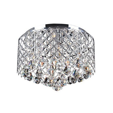 Contemporary Crystal Flush Mount with 4 Lights and Metal Drum Shade