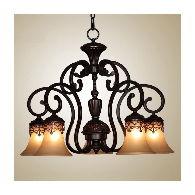 Vintage Country Island Painting Metal Chandelier Flush Mount