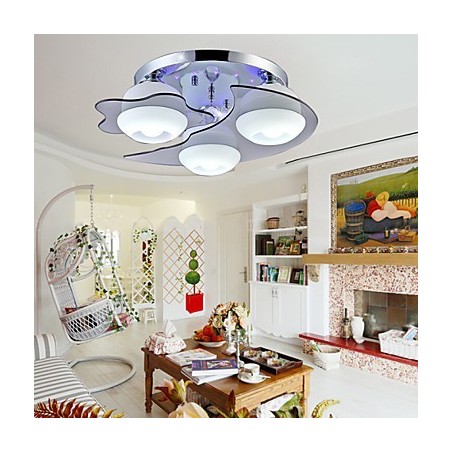 Flush Mount 3 Lights Modern Fashion Contracted White Stainless Steel Metal