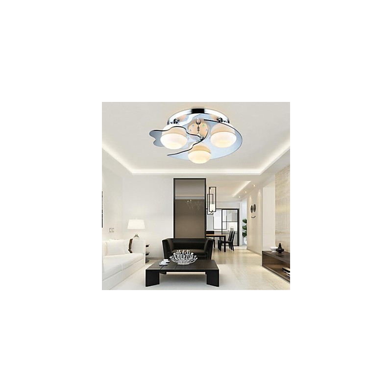 Flush Mount 3 Lights Modern Fashion Contracted White Stainless Steel Metal