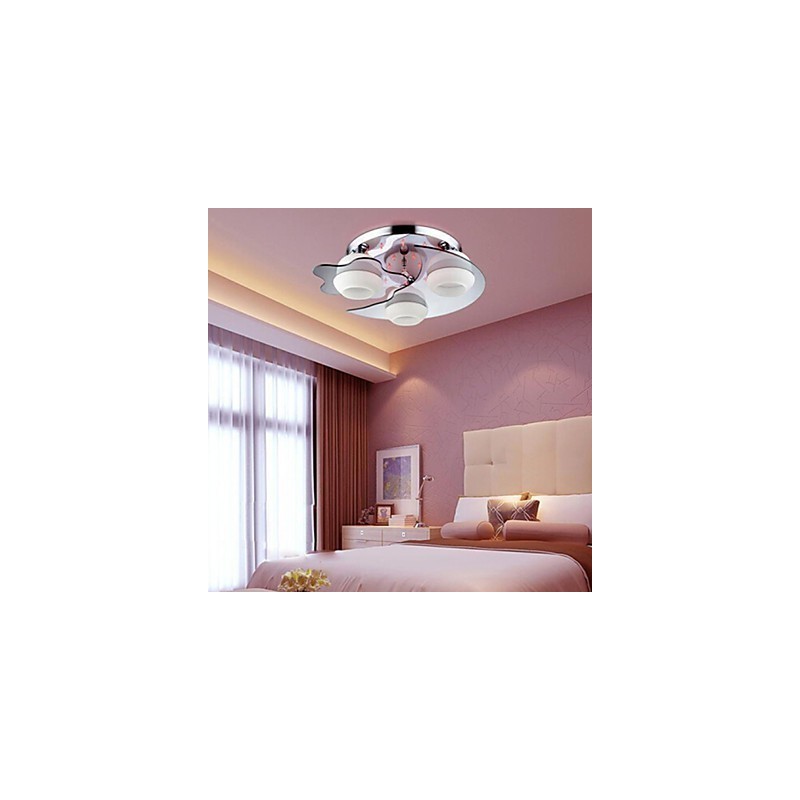 Flush Mount 3 Lights Modern Fashion Contracted White Stainless Steel Metal