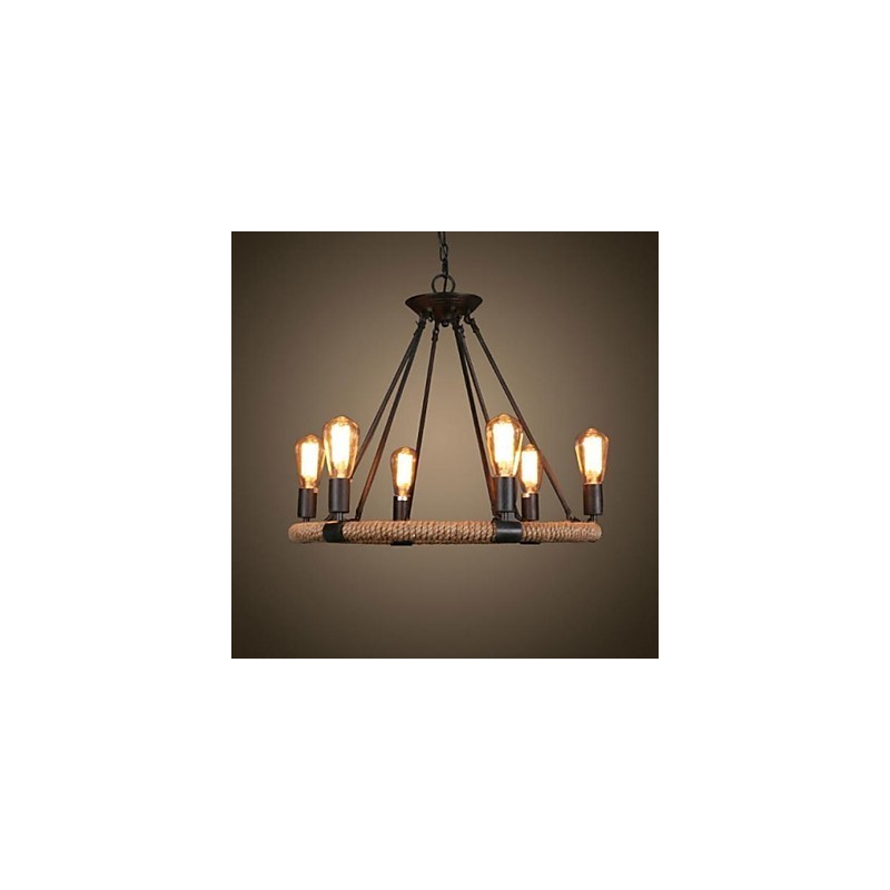 Traditional Classic Rustic Lodge Retro Country Vintage Painting Metal Pendant Light