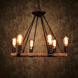 Traditional Classic Rustic Lodge Retro Country Vintage Painting Metal Pendant Light