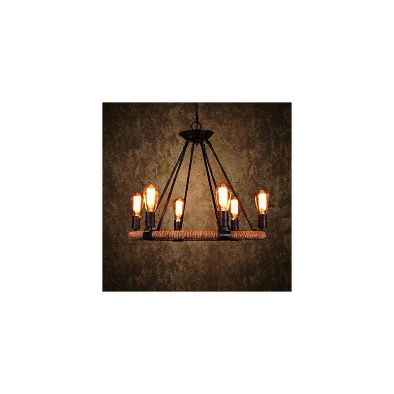 Traditional Classic Rustic Lodge Retro Country Vintage Painting Metal Pendant Light