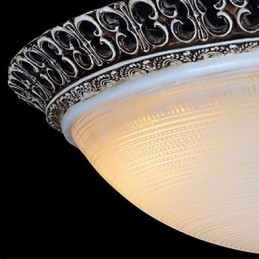 Dark Brown Flush Mount Light Glass Resin Pattern Carving European Classic